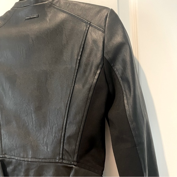 Armani Exchange Black Faux Leather Peplum Jacket Size XS - Picture 10 of 15